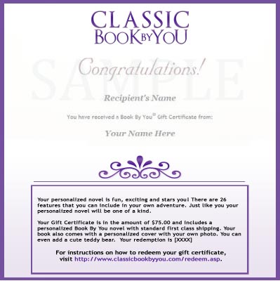 Sample Classic Book By You Gift Certificate